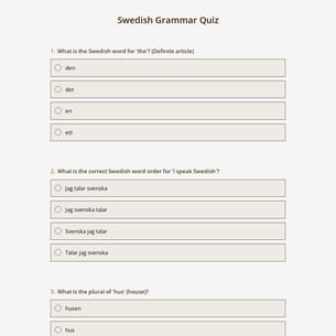 Swedish Grammar Quiz