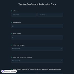 Worship Conference Registration Form