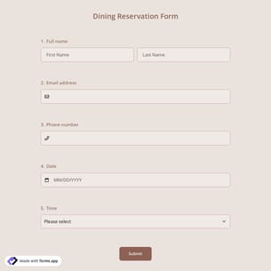 Dining Reservation Form