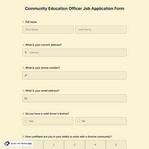 Community Education Officer Job Application Form