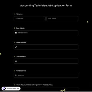 Accounting Technician Job Application Form