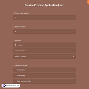 Service Provider Application Form