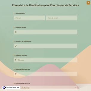 Formulaire de Candidature pour Fournisseur de Services