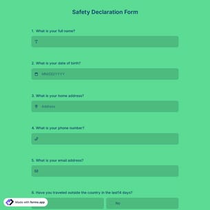 Safety Declaration Form