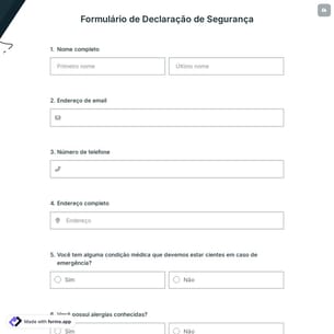 Formulário de Declaração de Segurança