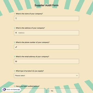 Supplier Audit Form