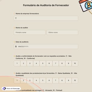 Formulário de Auditoria de Fornecedor