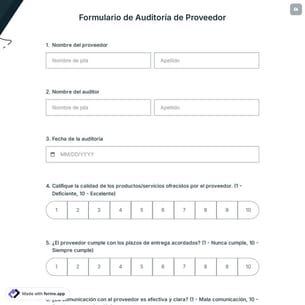 Formulario de Auditoría de Proveedor