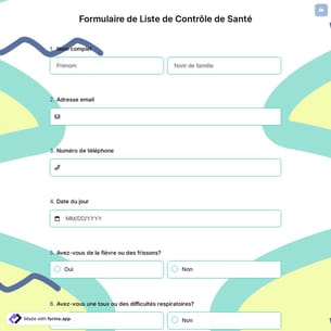 Formulaire de Liste de Contrôle de Santé
