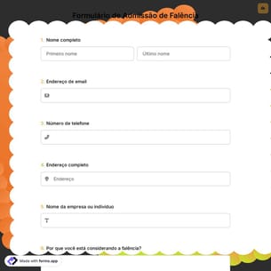 Formulário de Admissão de Falência