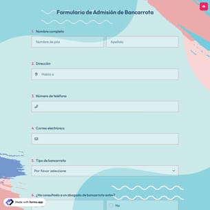 Formulario de Admisión de Bancarrota