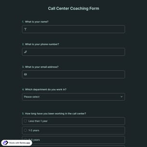 Call Center Coaching Form