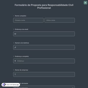 Formulário de Proposta para Responsabilidade Civil Profissional