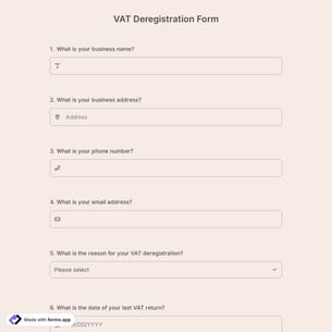VAT Deregistration Form
