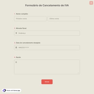 Formulário de Cancelamento de IVA