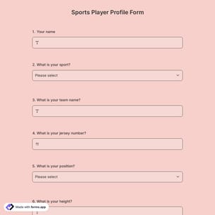 Sports Player Profile Form