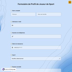 Formulaire de Profil de Joueur de Sport