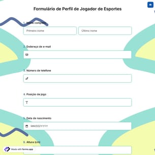 Formulário de Perfil de Jogador de Esportes