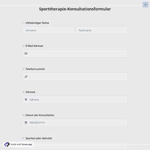 Sporttherapie-Konsultationsformular