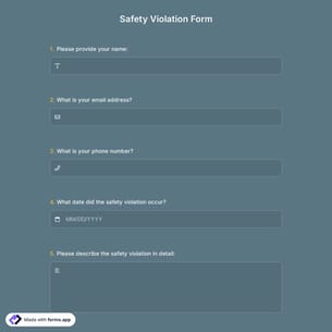 Safety Violation Form