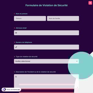 Formulaire de Violation de Sécurité