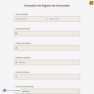 Formulário de Registro de Fornecedor