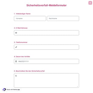 Sicherheitsvorfall-Meldeformular