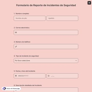 Formulario de Reporte de Incidentes de Seguridad