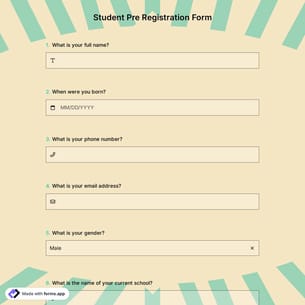 Student Pre-Registration Form