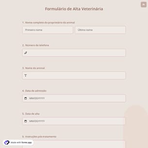 Formulário de Alta Veterinária