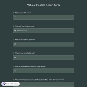 Vehicle Incident Report Form
