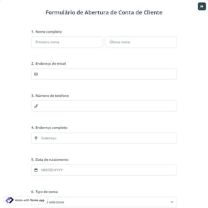 Formulário de Abertura de Conta de Cliente