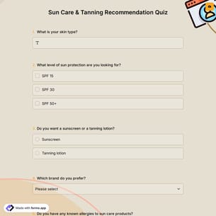 Sun Care & Tanning Recommendation Quiz