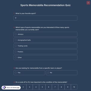 Sports Memorabilia Recommendation Quiz