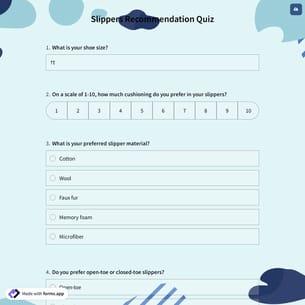 Slippers Recommendation Quiz