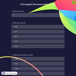 Pet Supplies Recommendation Quiz