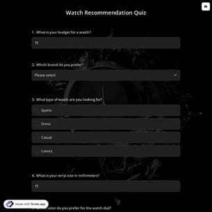 Watch Recommendation Quiz