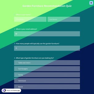 Garden Furniture Recommendation Quiz