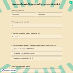 Sleeping Bags & Sleepsacks Recommendation Quiz