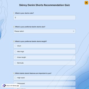 Skinny Denim Shorts Recommendation Quiz