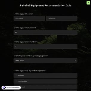 Paintball Equipment Recommendation Quiz