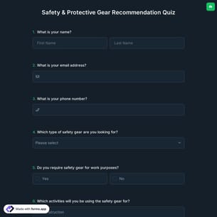 Safety & Protective Gear Recommendation Quiz
