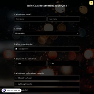 Rain Coat Recommendation Quiz