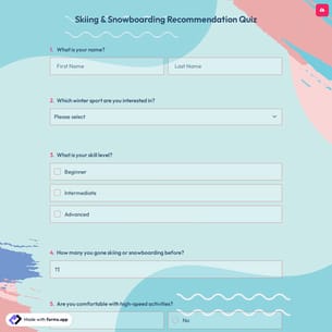Skiing & Snowboarding Recommendation Quiz