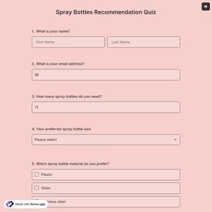 Spray Bottles Recommendation Quiz