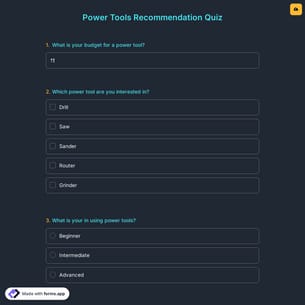 Power Tools Recommendation Quiz