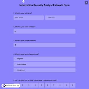 Information Security Analyst Estimate Form