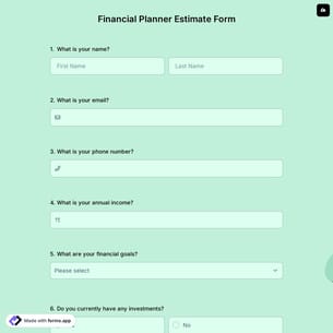 Financial Planner Estimate Form
