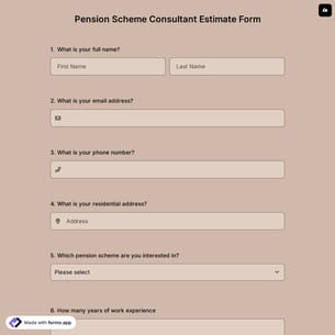 Pension Scheme Consultant Estimate Form