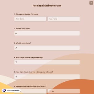 Paralegal Estimate Form